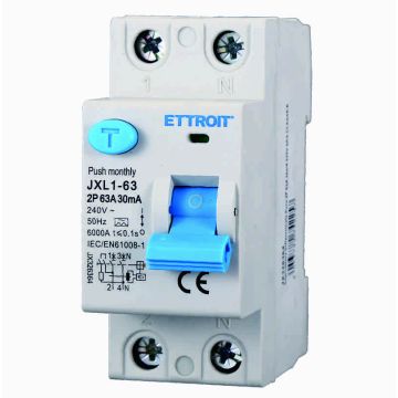 ETTROIT Disjoncteur à courant résiduel pur 2P 63A 30mA 220V-6KA CLASSE A - JX326364