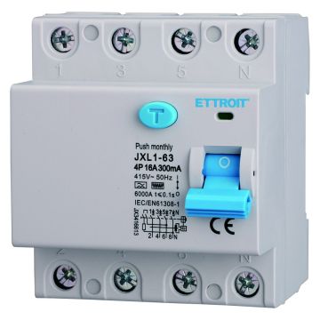 Disjoncteur différentiel pur ETTROIT 4P 16A 300mA 380V 6KA Courbe F - JX3416613