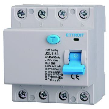 Disjoncteur différentiel pur ETTROIT 4P 40A 30mA 380V 6KA Courbe F - JX3440610