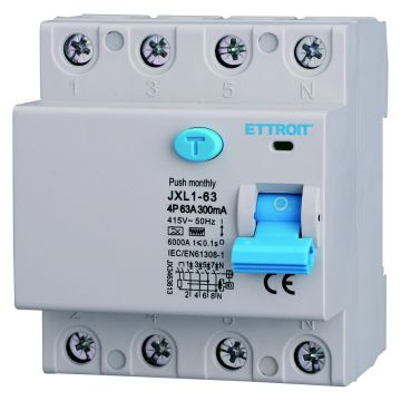 Disjoncteur différentiel pur ETTROIT 4P 63A 300mA 380V 6KA Courbe F - JX3463613