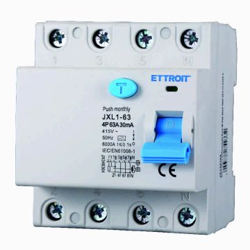ETTROIT JX346364 Disjoncteur à courant résiduel pur 4P 63A 30mA 380V-6KA CLASSE A
