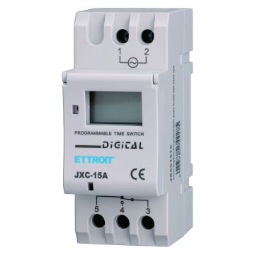 Minuterie numérique programmable ETTROIT sur rail DIN 220 V 16 A avec affichage jusqu&#39;à 8 programmes - JX601516