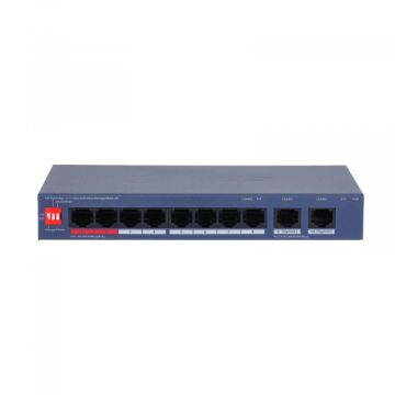 Switch Dahua CS4010-8ET2GT-110 à 10 ports, géré dans le cloud, avec 8 ports PoE 110 W, 2 liaisons montantes Gigabit, Hi-PoE 90 W et VLAN.
