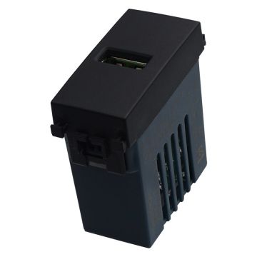 Prise USB ETTROIT 5V 2.1A 1 port USB-A couleur noire Compatible Vimar Arke VA2401