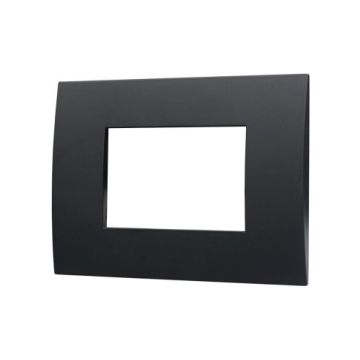 Plaque plastique ETTROIT 3P 3 places série Venus couleur noire compatible avec Vimar Arke VA83302