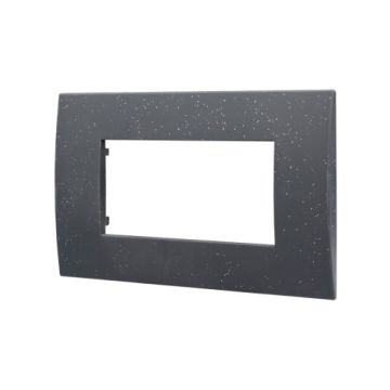 Plaque plastique ETTROIT 4p série Venus, noir brillant, compatible avec Vimar Arke VA83424